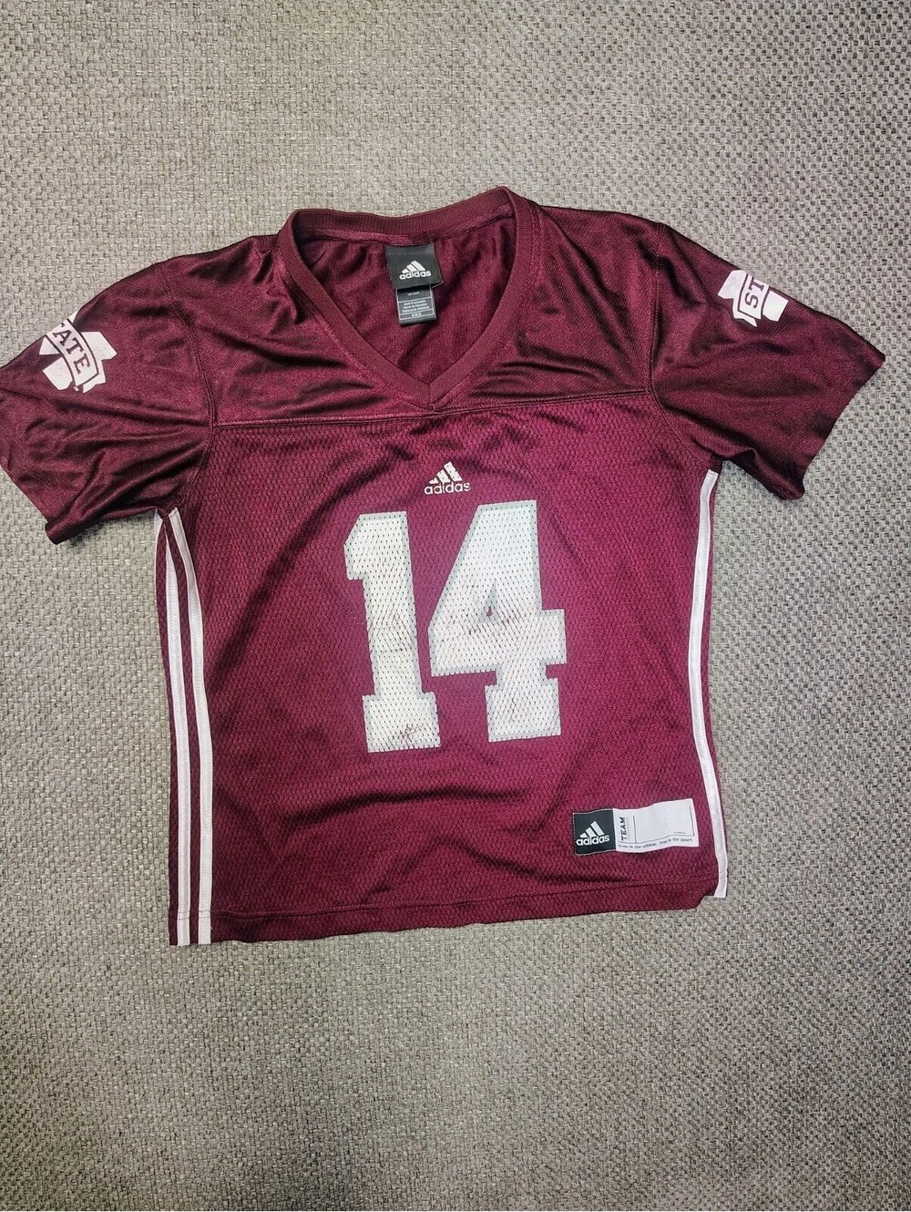 Vintage Adidas Mississippi State Bulldogs 14 Football Jersey Mens M Maroon